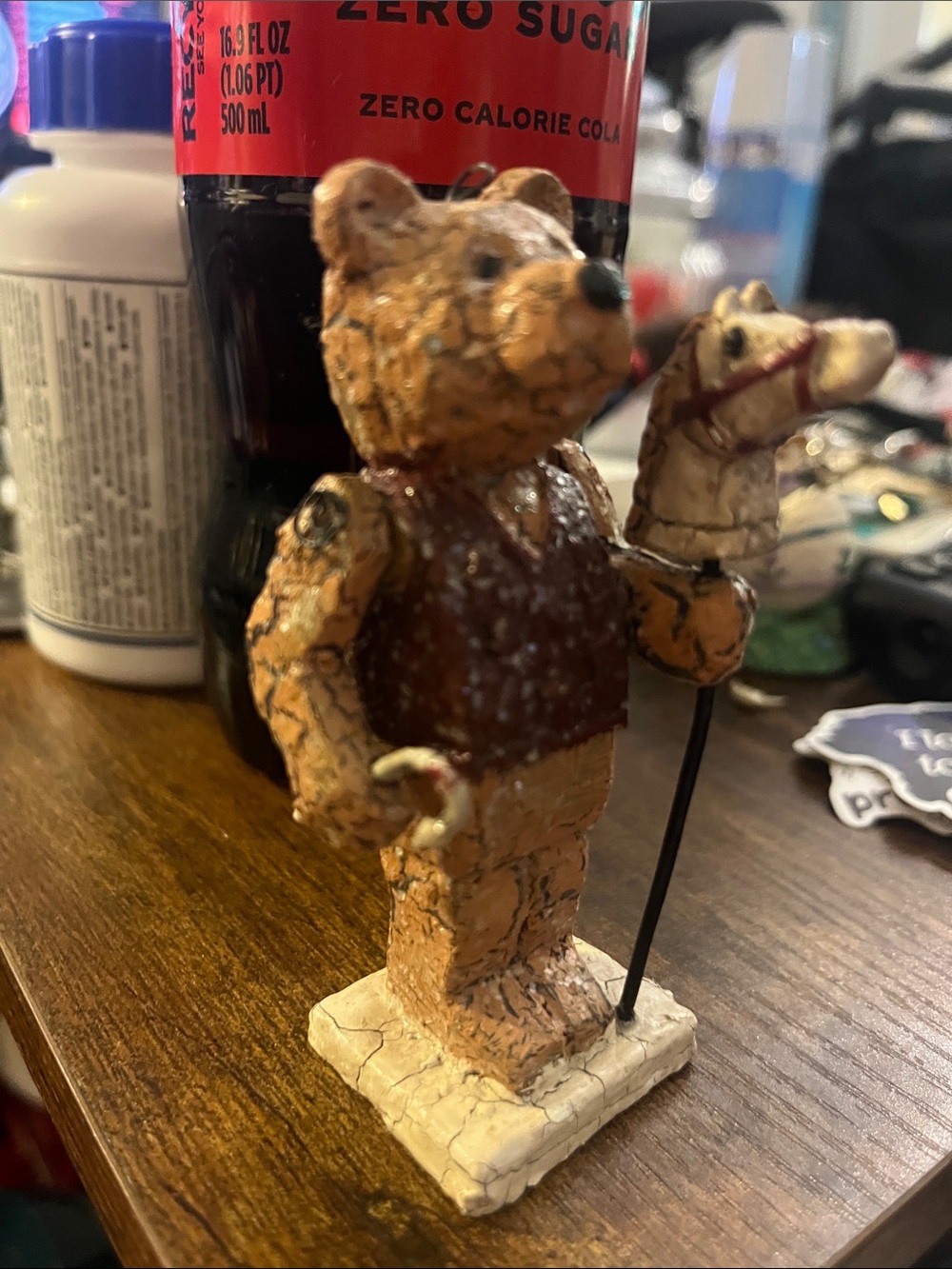 Target Brown and Cream Bear ornament with hinged arms with Hobby Horse 351